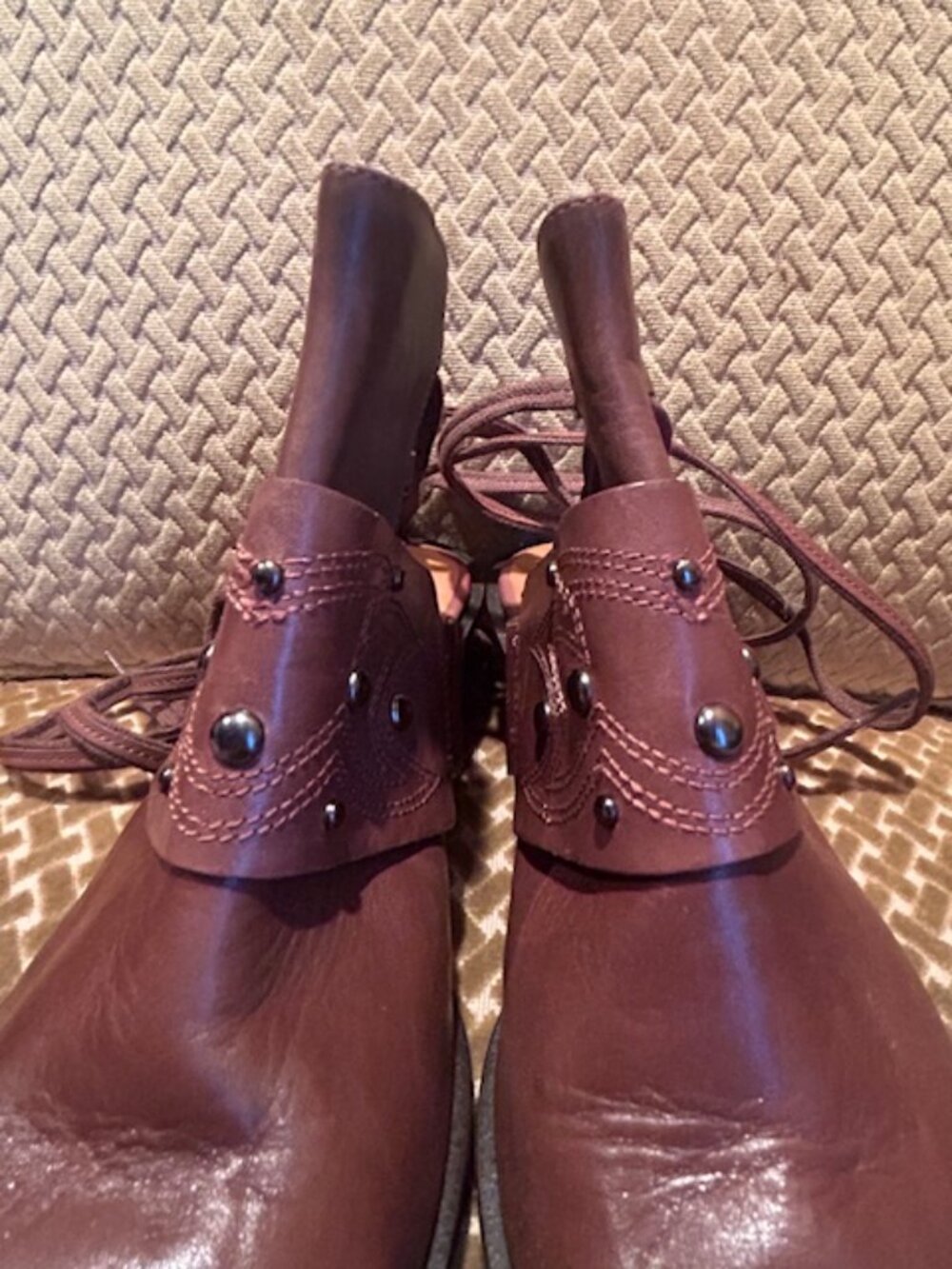 Free People Lush Brown Chocolate Leather Studded Rory Studded Shoe Boots NEW - Picture 15 of 16